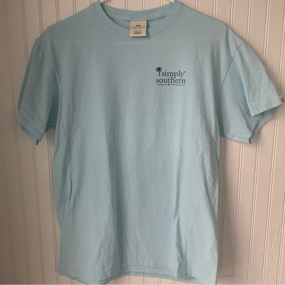 Simply Southern (M) Palm Tree Logo Tee - Light Baby Blue - Picture 4 of 7